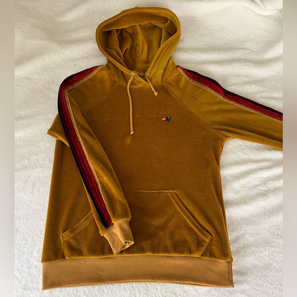 Aviator Nation Gold Velour Hoodie